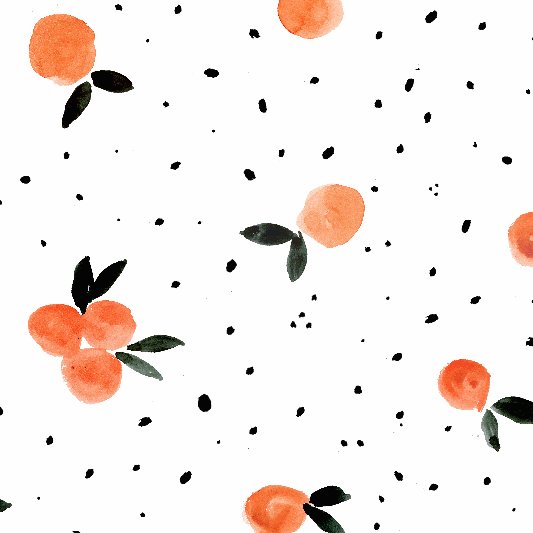 Clementine Cuties and dots on white Crystal W Design